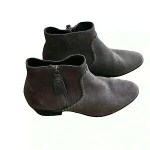 Jack Rogers Grey Suede Ankle Boots Tassel Side Zipper Size 10